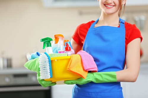 Local home cleaners working in a Merton family kitchen