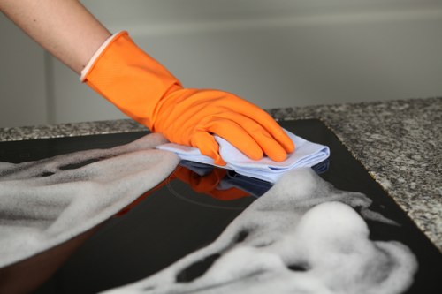 Professional office cleaning in a Merton workplace reception area