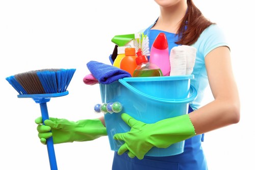 Supervisor checking safety procedures during deep cleaning work