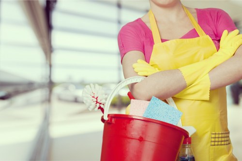 Local after builders cleaning service preparing a refurbished room in Merton for use
