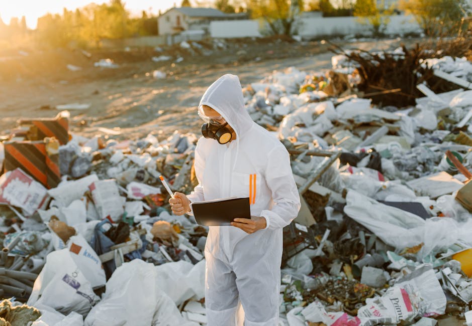 A close-up view of a fenced outdoor area filled with scattered garbage, including crumpled paper, plastic bags, and discarded packaging. The image shows debris on the ground behind metal bars, with na